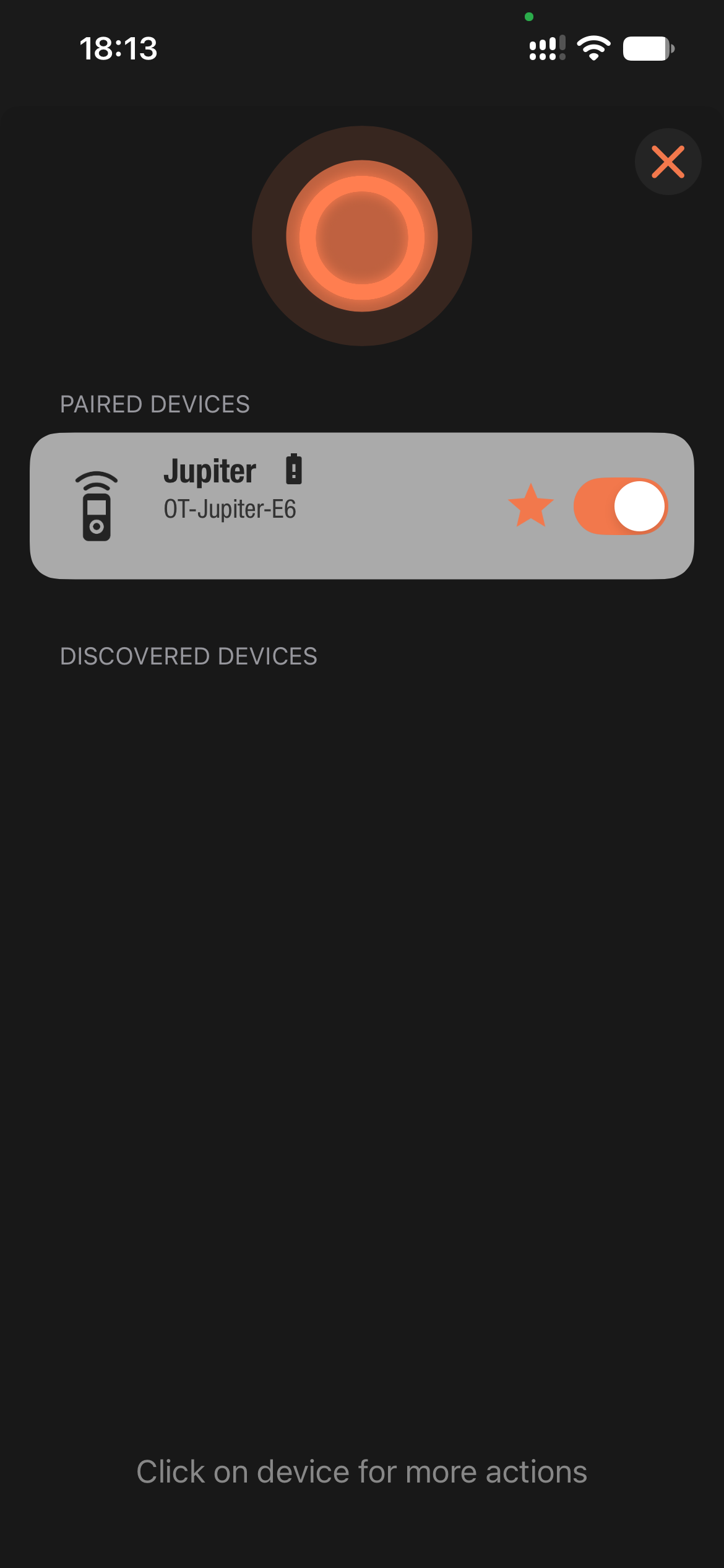 Jupiter listed under Paired devices