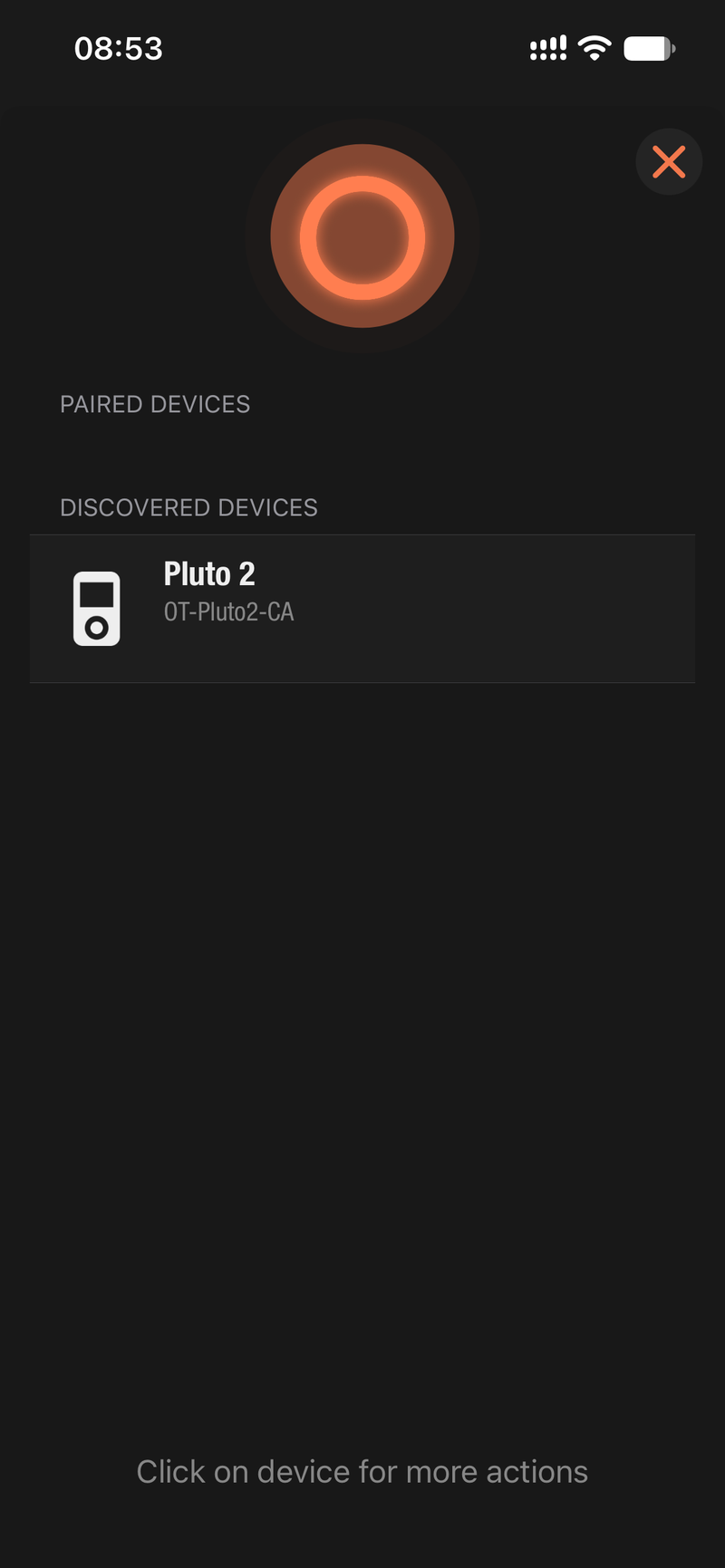 Pluto 2 listed under Discovered devices