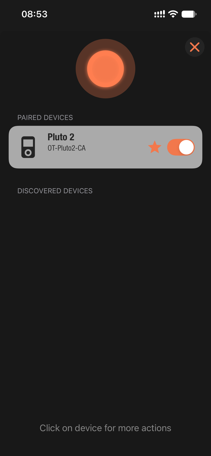 Pluto 2 listed under Paired devices