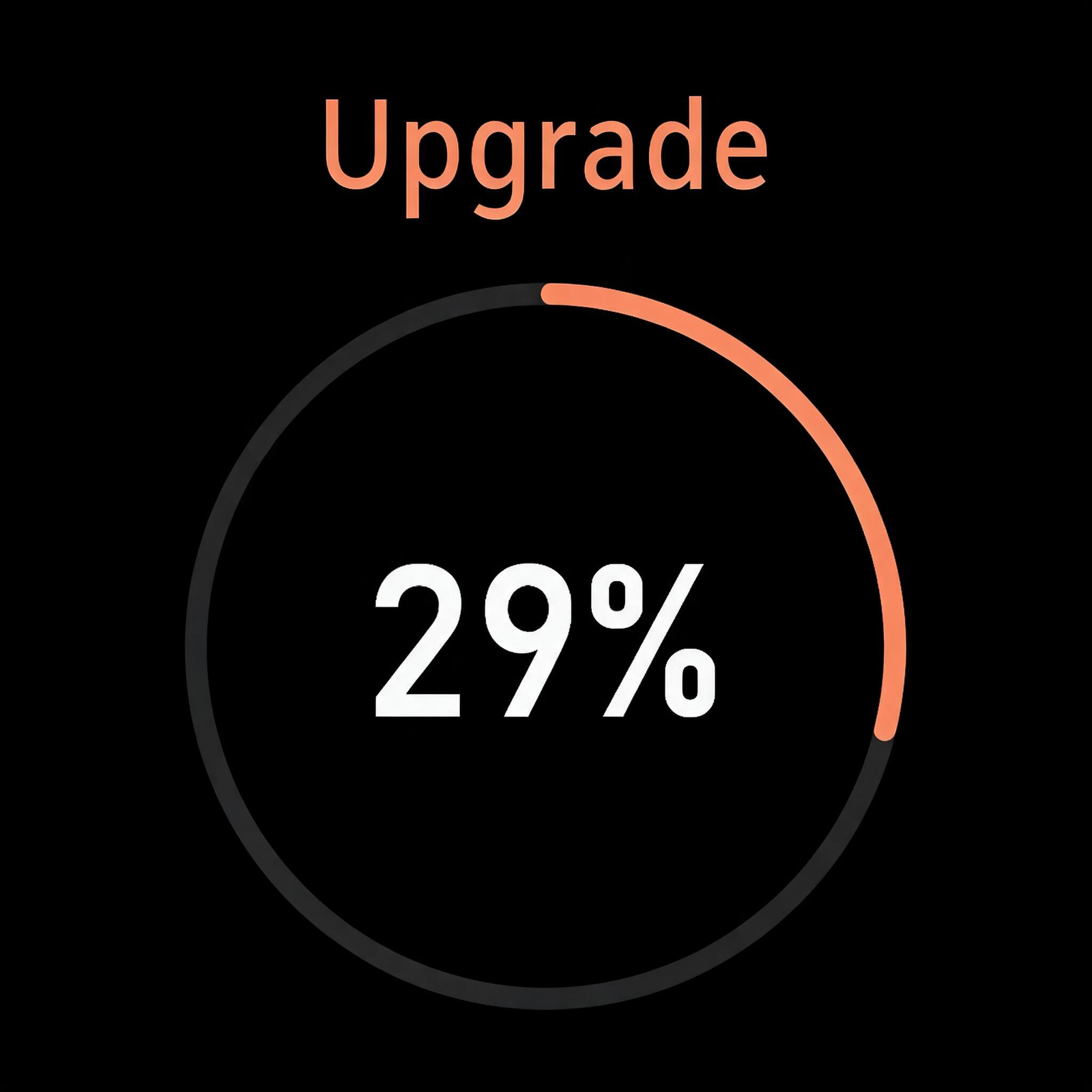 Pluto 2 screen showing Upgrade 29 percent
