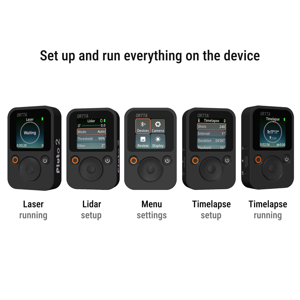uto 2 screen showing Lidar, Laser and Sound trigger settings